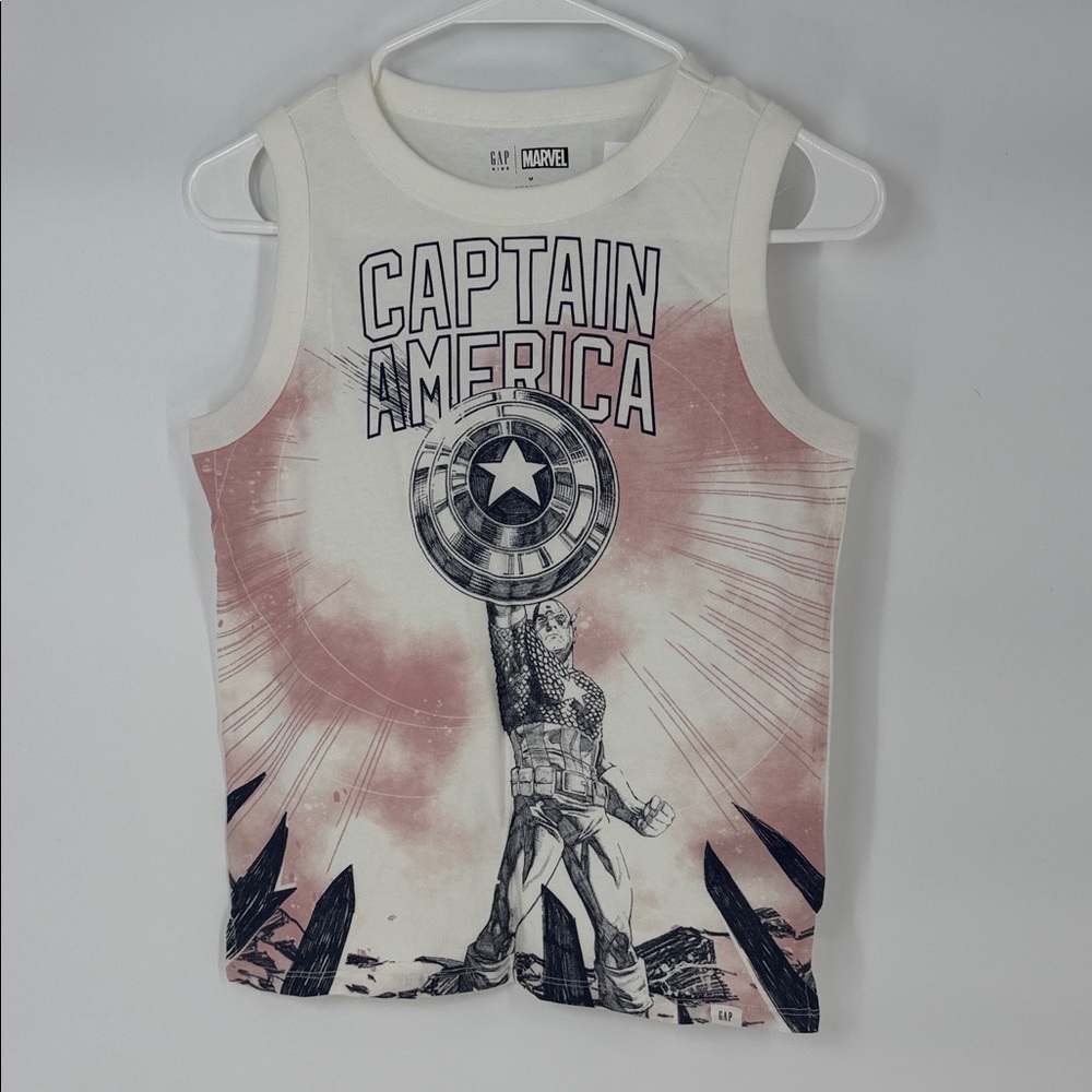 GAP Marvel Captain America Kids Tank Top - White and Pink - Kids Size Medium